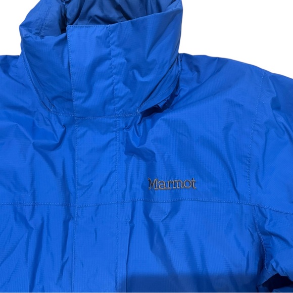 Marmot Men’s Windbreaker Jacket Size Small – Blue Packable Hooded Rain Shell - Picture 1 of 7